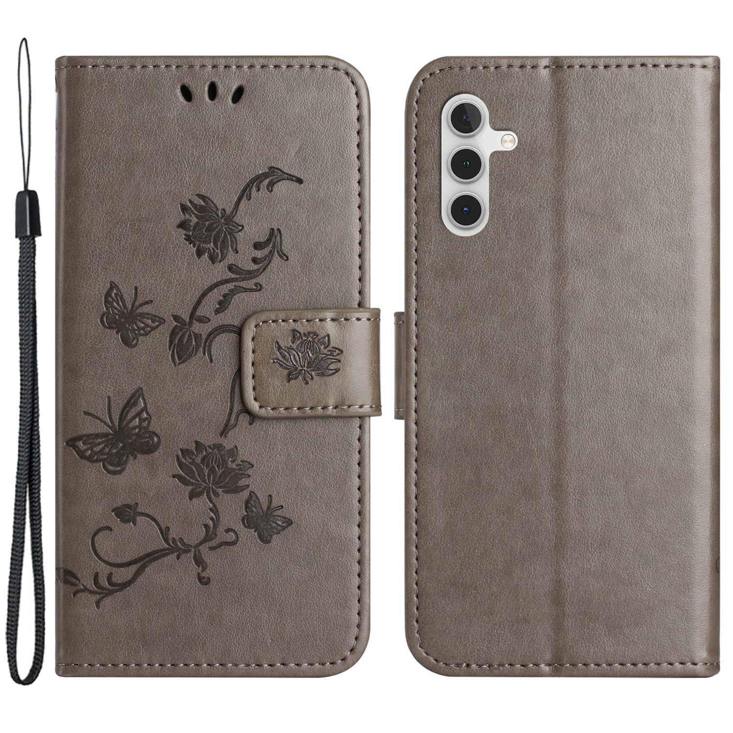 Til Samsung Galaxy A25 5G Ridsesikkert PU-læder Sommerfugleblomst præget pung Telefon Etui Stand Cover Til Samsung Galaxy A25 5G Ridsesikkert PU-læder Sommerfugleblomst præget pung Telefon Etui Stand Cover